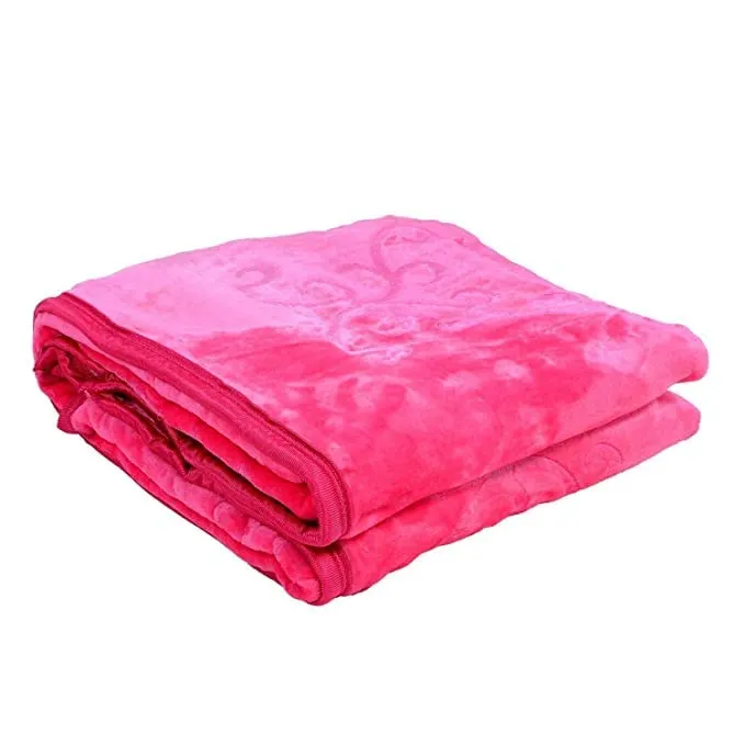 SK STORE Self Design Solid Color Double Bed Mink Blanket for Winter (Pink)