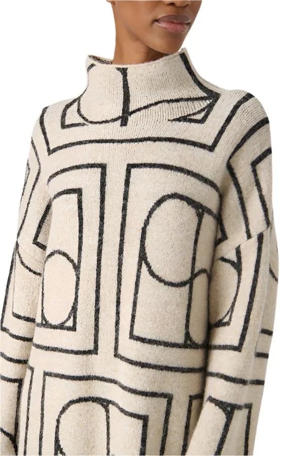 Soaked Womens Hedaya Pullover Whisper White/Black Monogram