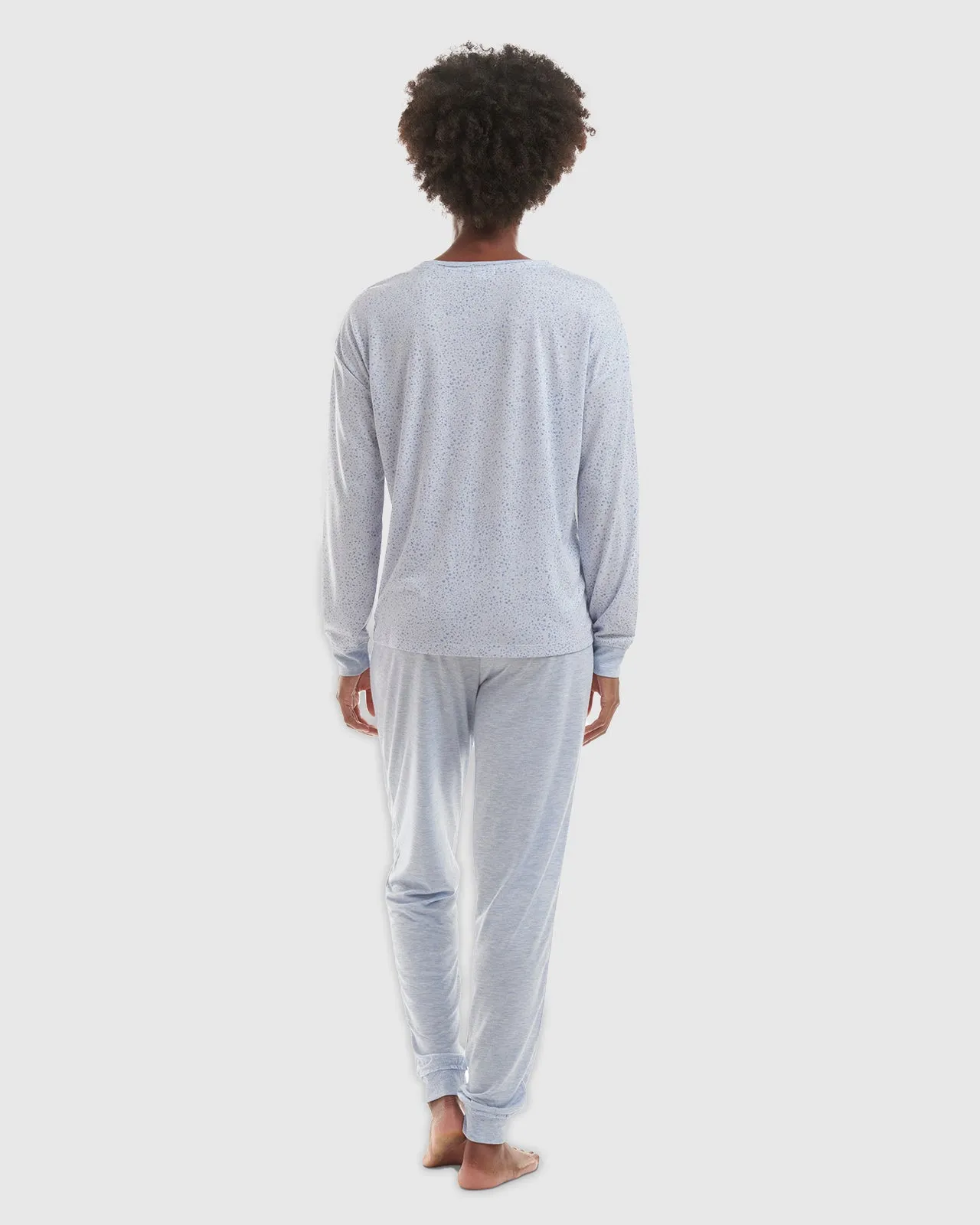 Speckled Light Blue Heather Pullover Jogger PJ Set