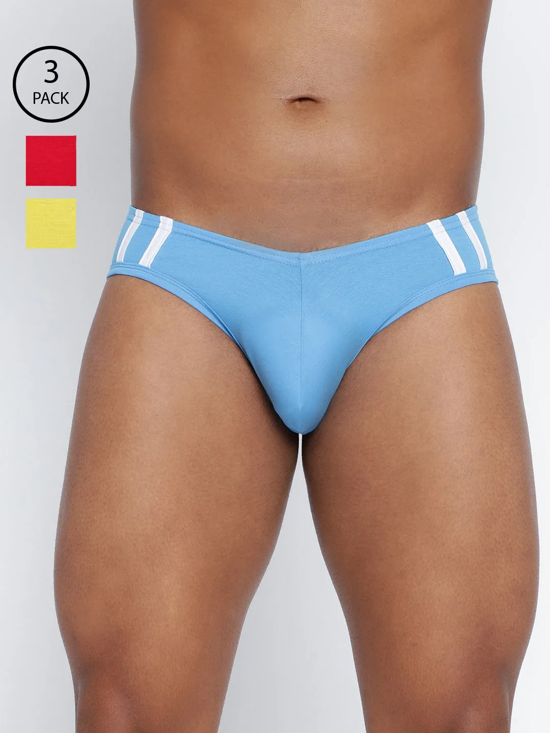 Striped and Solid Fashion Brief (Pack of 3)