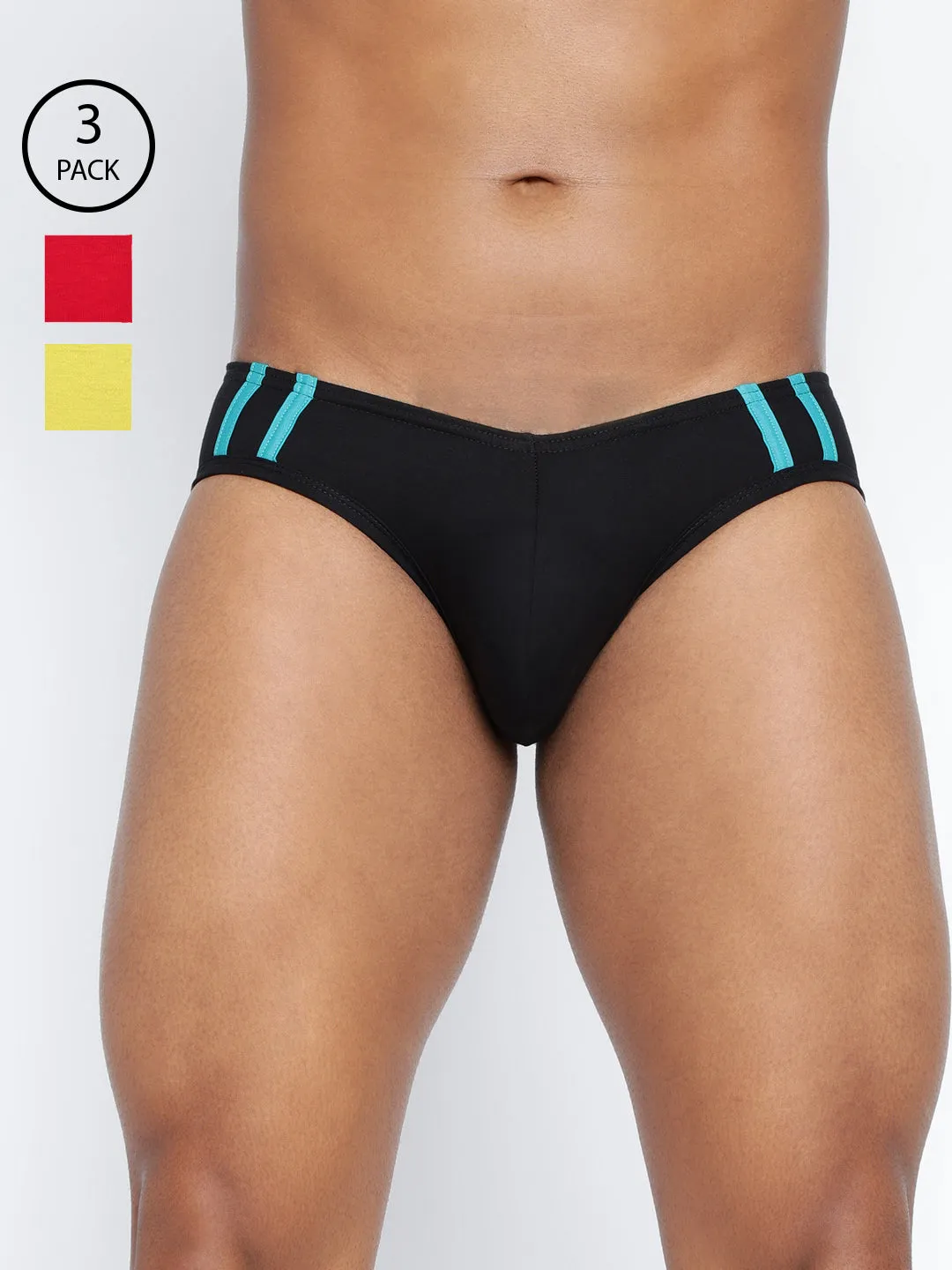 Striped and Solid Fashion Brief (Pack of 3)