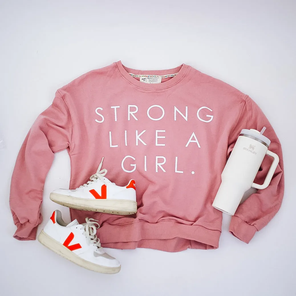 STRONG LIKE A GIRL | MAUVE | Drop Shoulder Oversized Pullover | ADULT