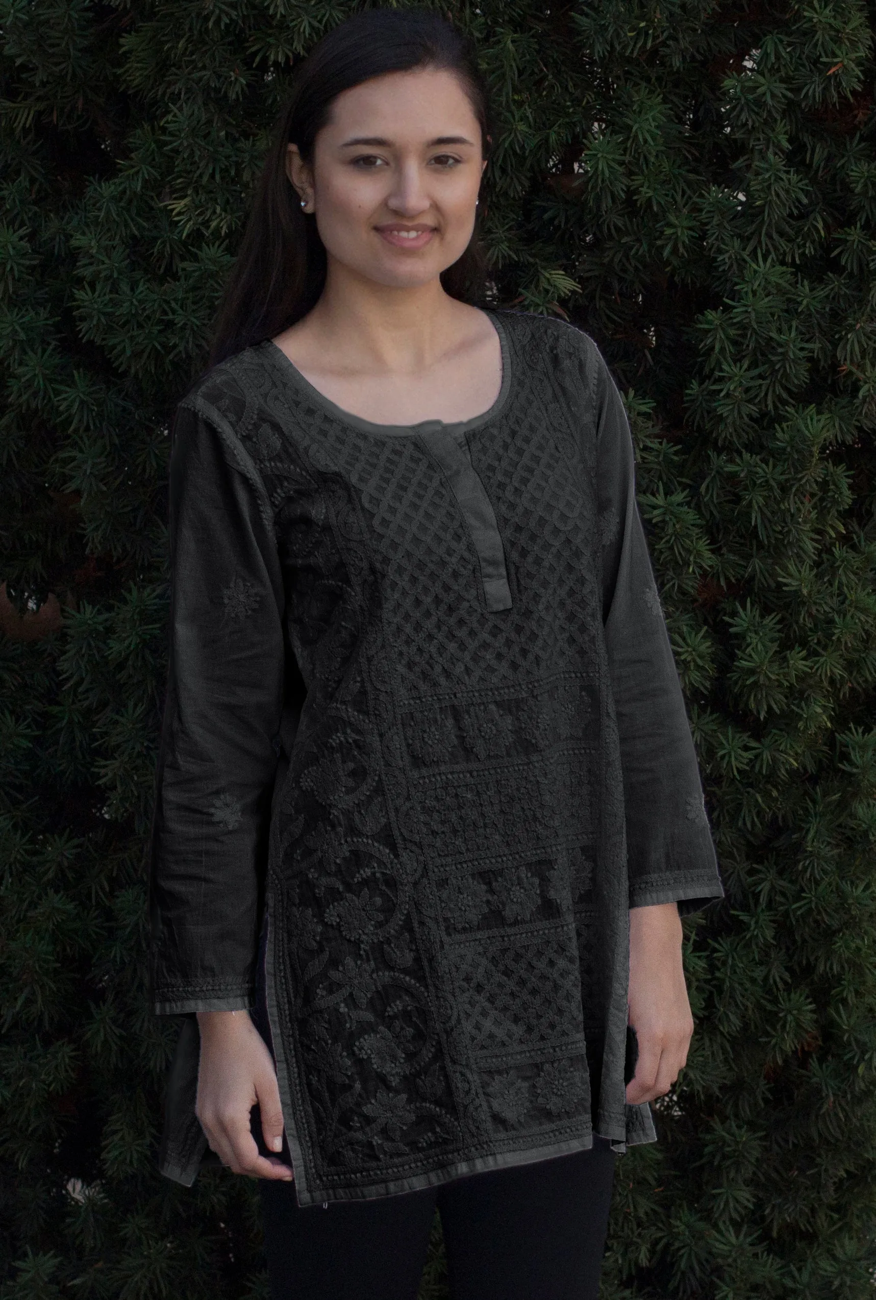 STUTI Pure Cotton All Over Hand Embroidered Tunic: : Made to Order/Customizable