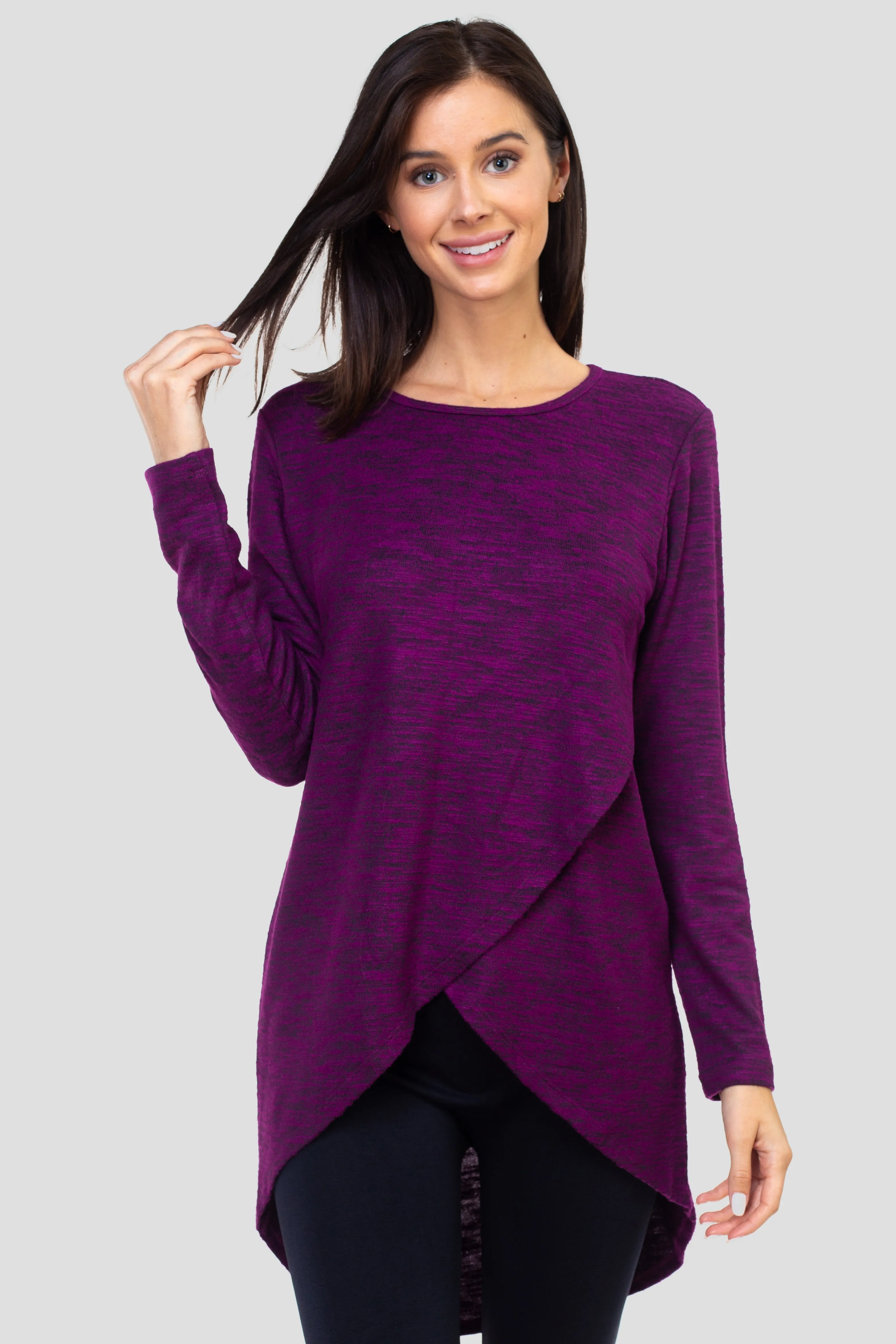 Surplice Wrap Tunic Sweater Top