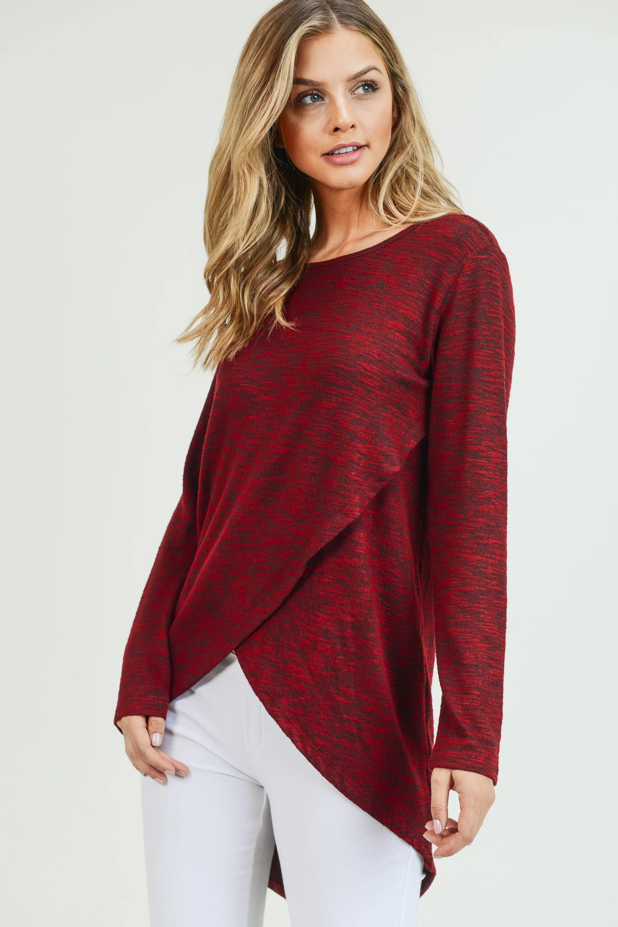 Surplice Wrap Tunic Sweater Top