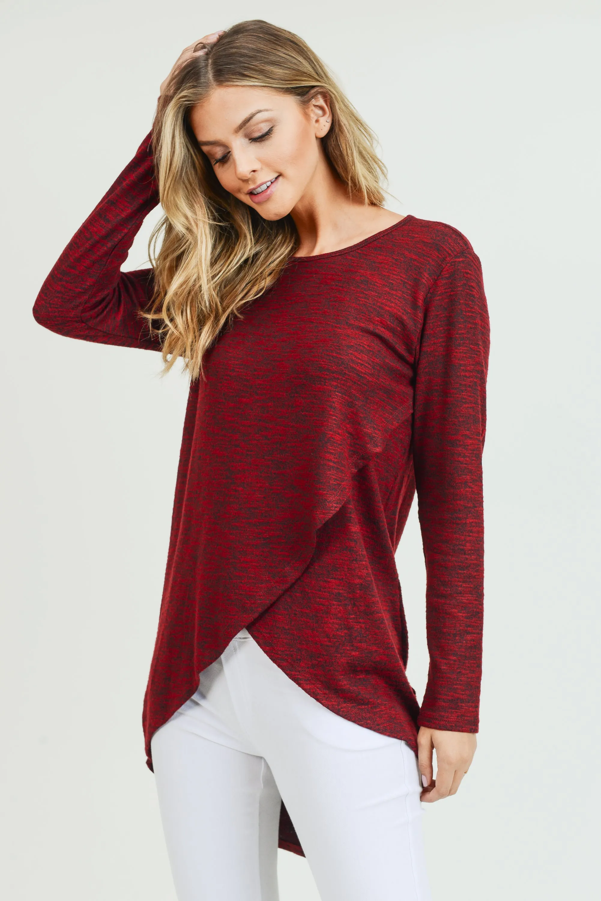 Surplice Wrap Tunic Sweater Top