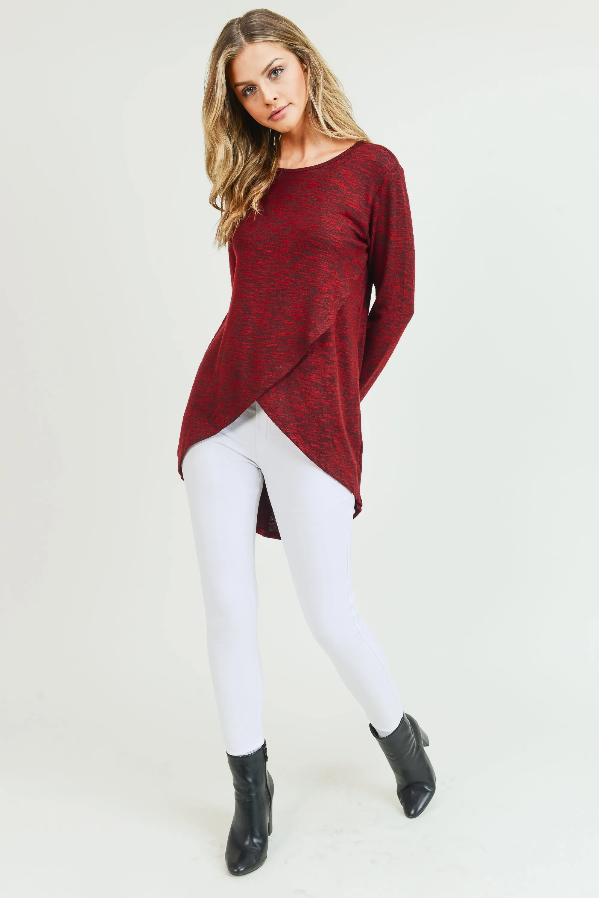 Surplice Wrap Tunic Sweater Top