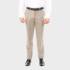 Tan Slim Fit Flat Front Dress Pants