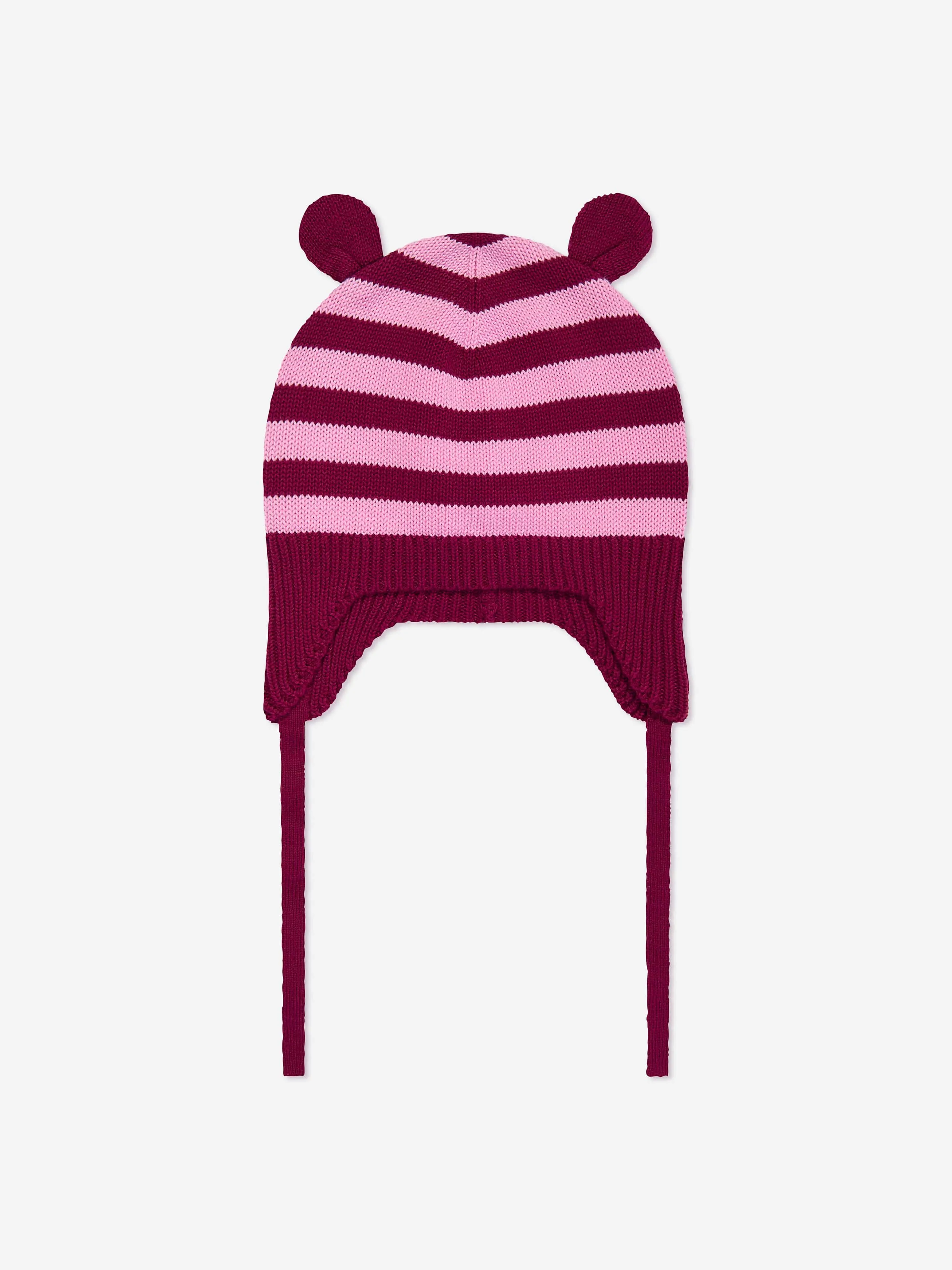 The Bonnie Mob Baby Girls Damson Knit Hat With Ears in Purple