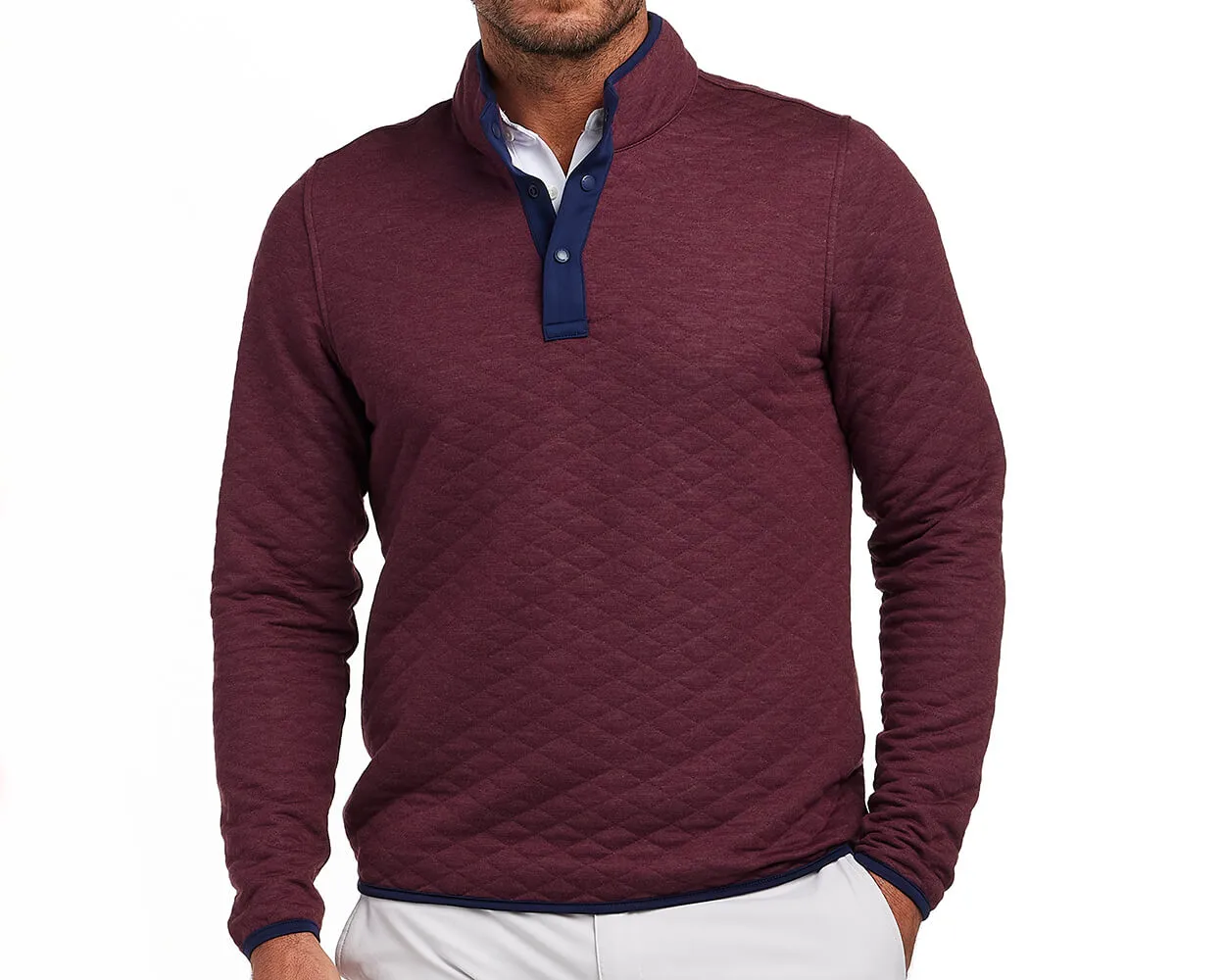 The Sullivan Pullover: Heathered Dark Claret & Navy