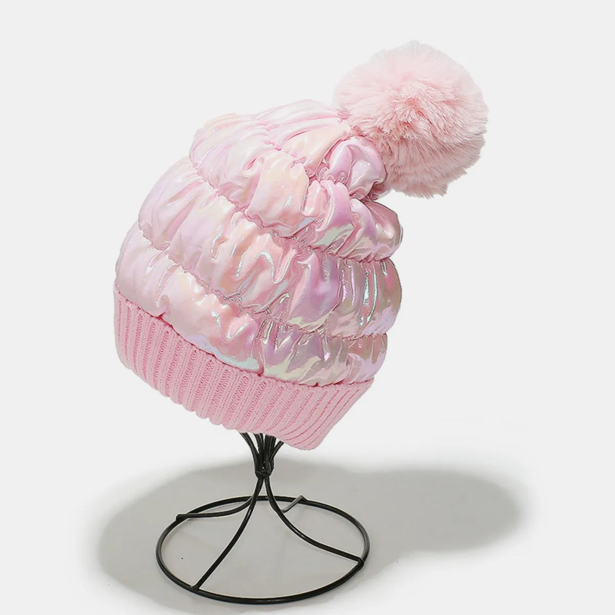 Thermal Knit Hat with Pompom