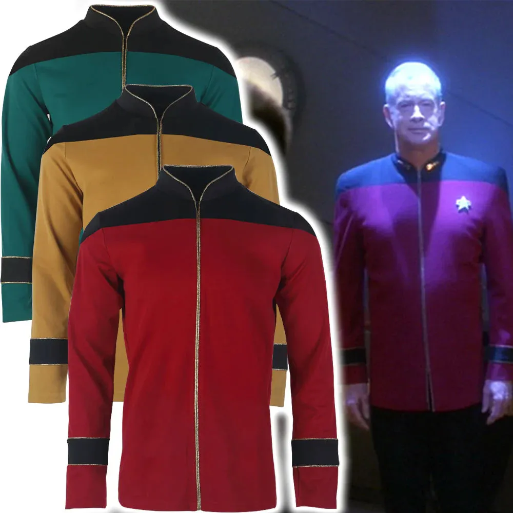 TNG Admiral Tunic Uniforms Star Trek The Next Generation Men Shirts Halloween Cosplay Costumes