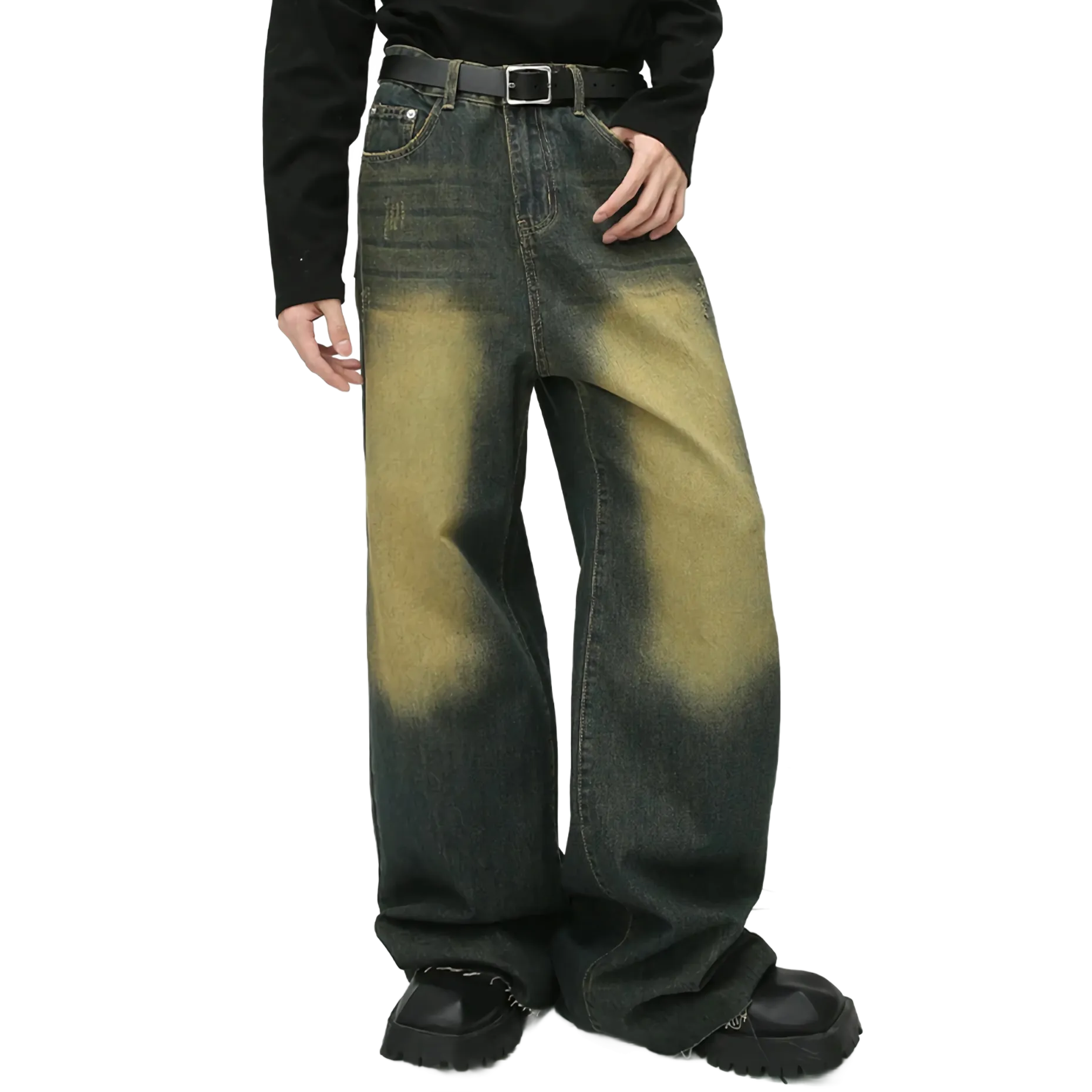 Twilight Tint Faded Wide Leg Baggy Denim Jeans