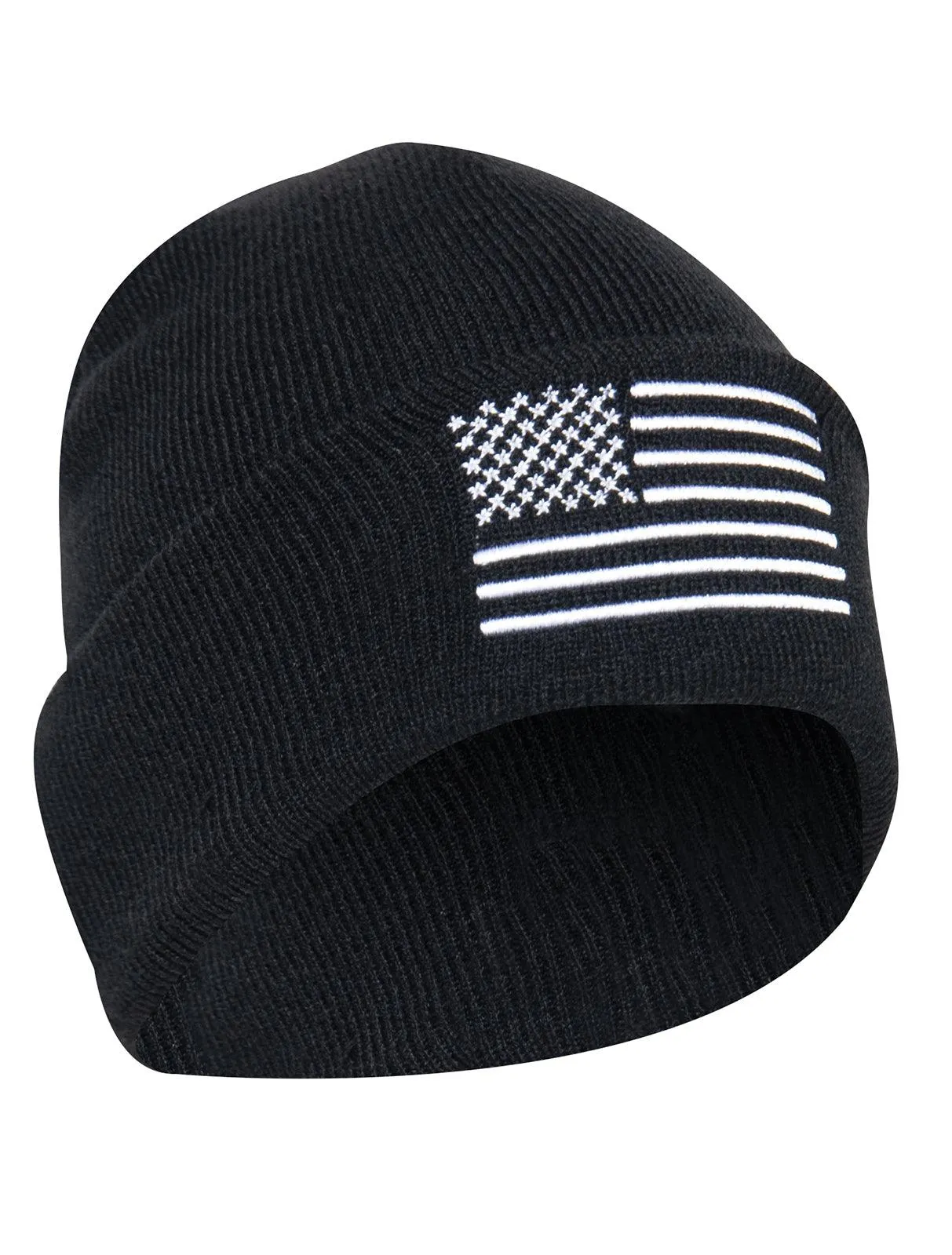 US Flag Embroidered Fine Knit Watch Cap