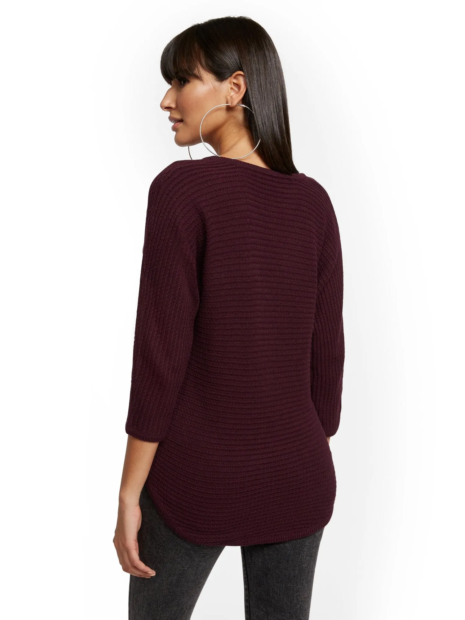 V-Neck Dolman Tunic Sweater