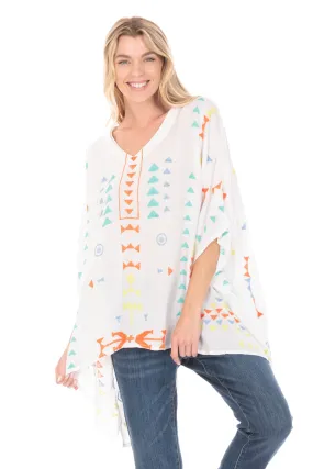 V-Neck Poncho Tunic - White