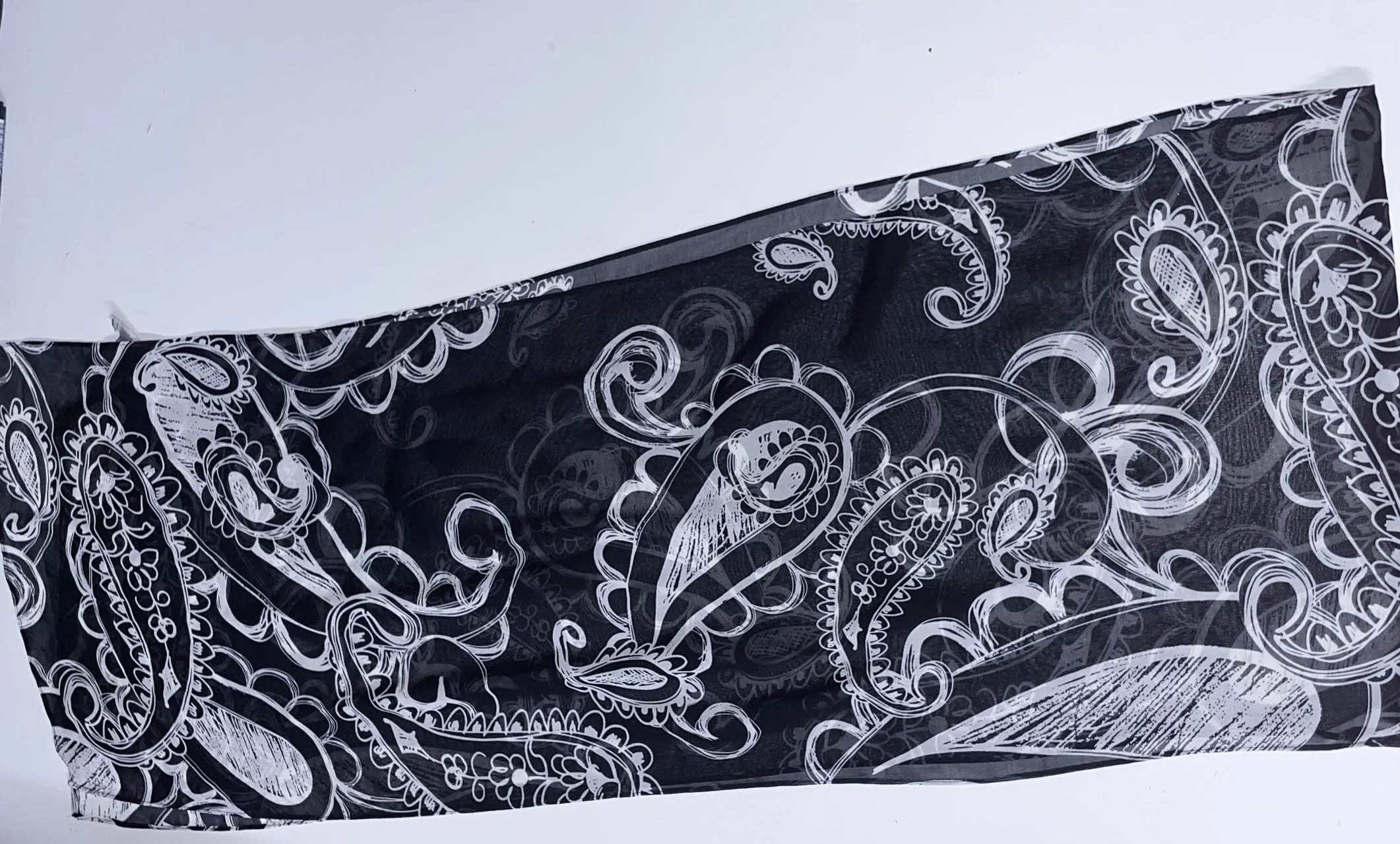 Vintage black and white abstract print scarf