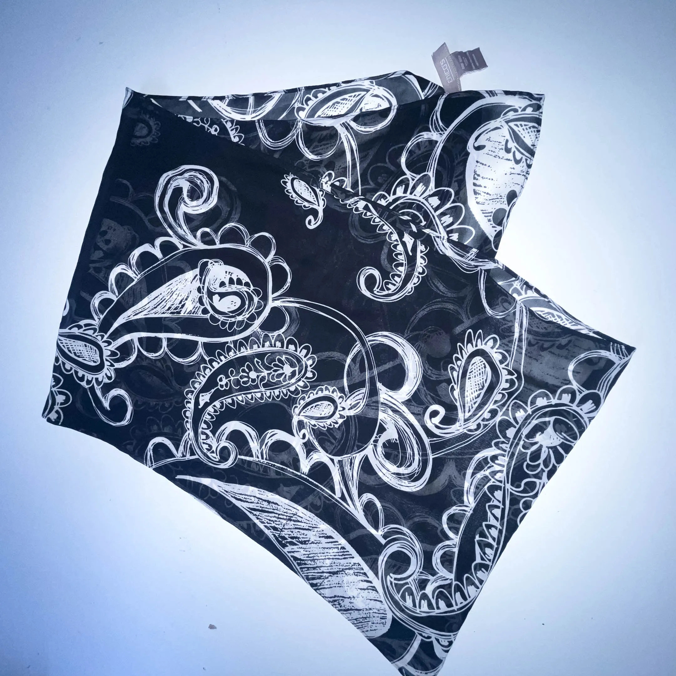 Vintage black and white abstract print scarf