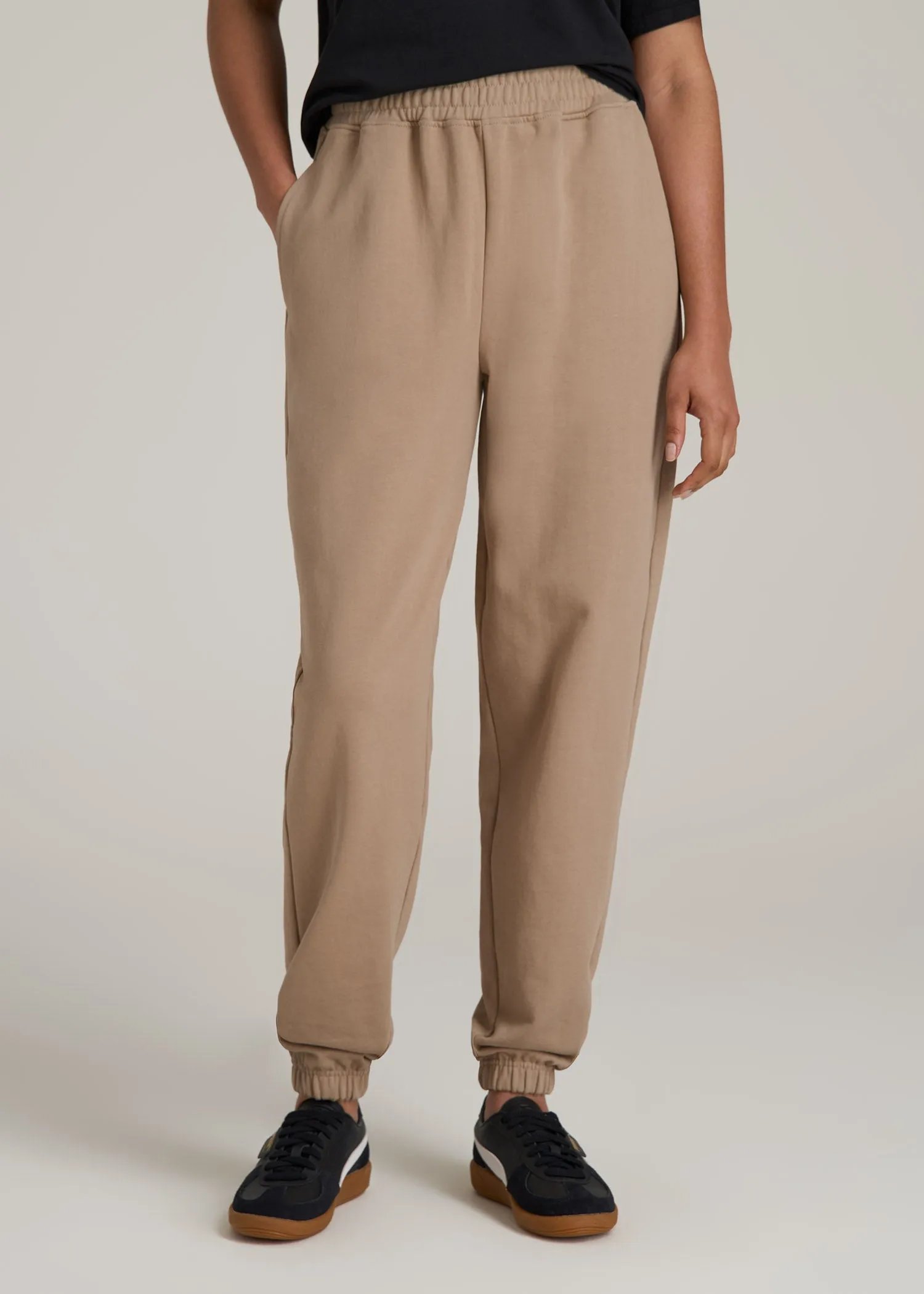 Wearever Oversized French Terry Joggers for Tall Women in Light Camel