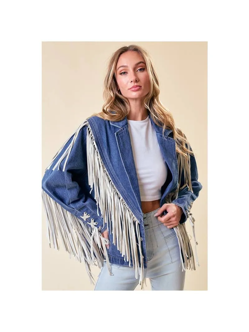 Western Affair Heavy Denim Fringe Jacket