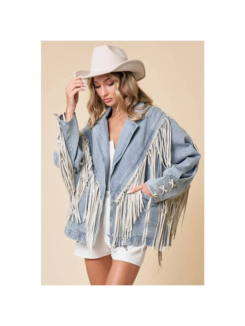 Western Affair Heavy Denim Fringe Jacket