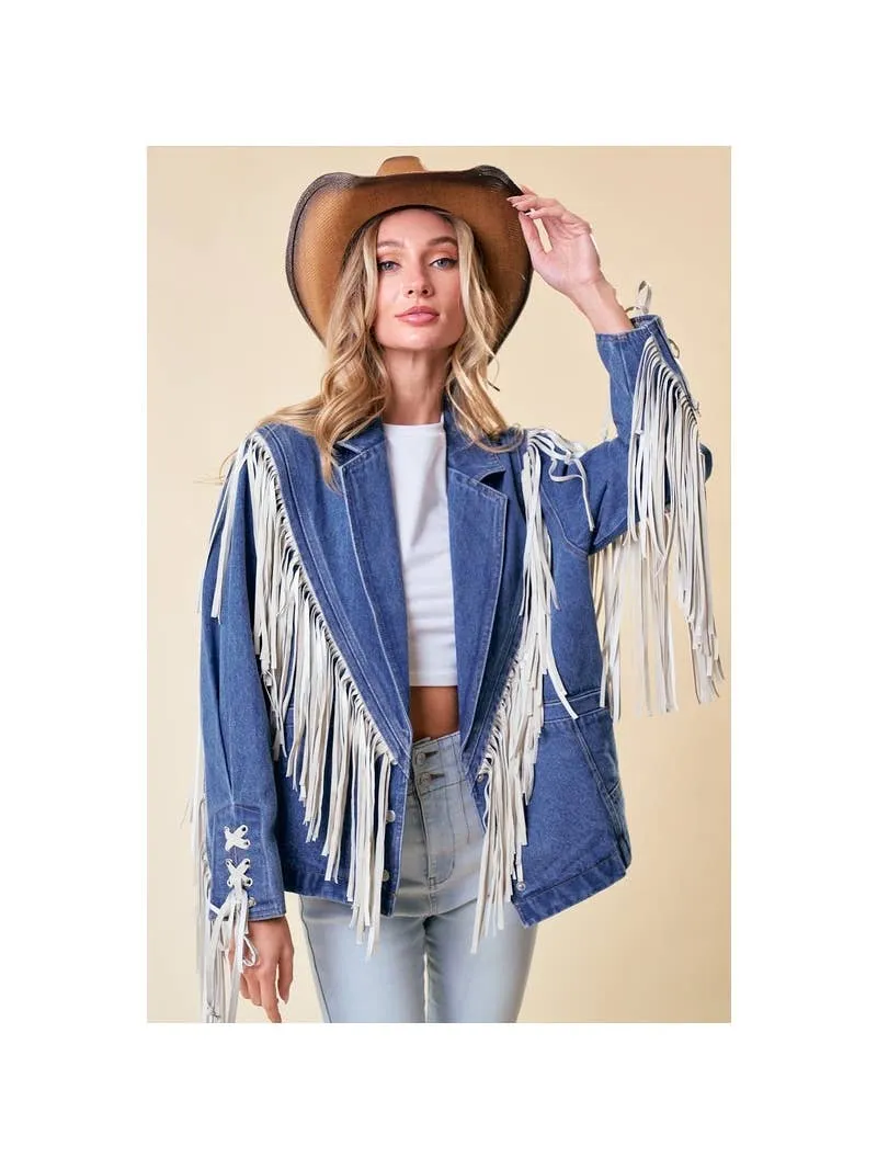 Western Affair Heavy Denim Fringe Jacket