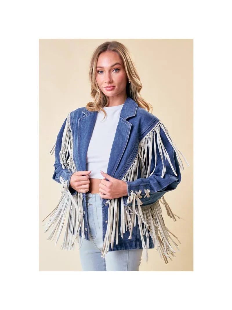 Western Affair Heavy Denim Fringe Jacket