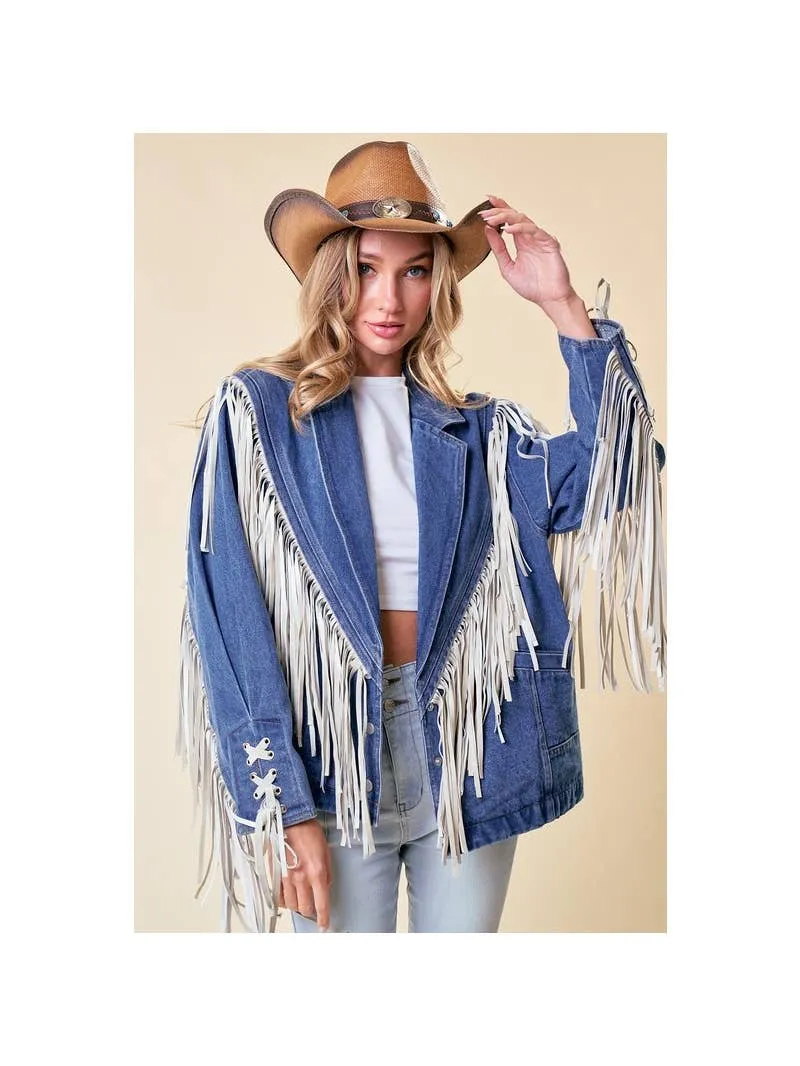 Western Affair Heavy Denim Fringe Jacket