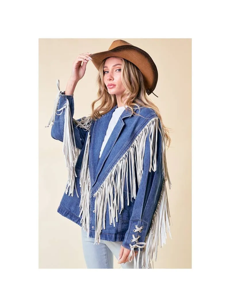 Western Affair Heavy Denim Fringe Jacket