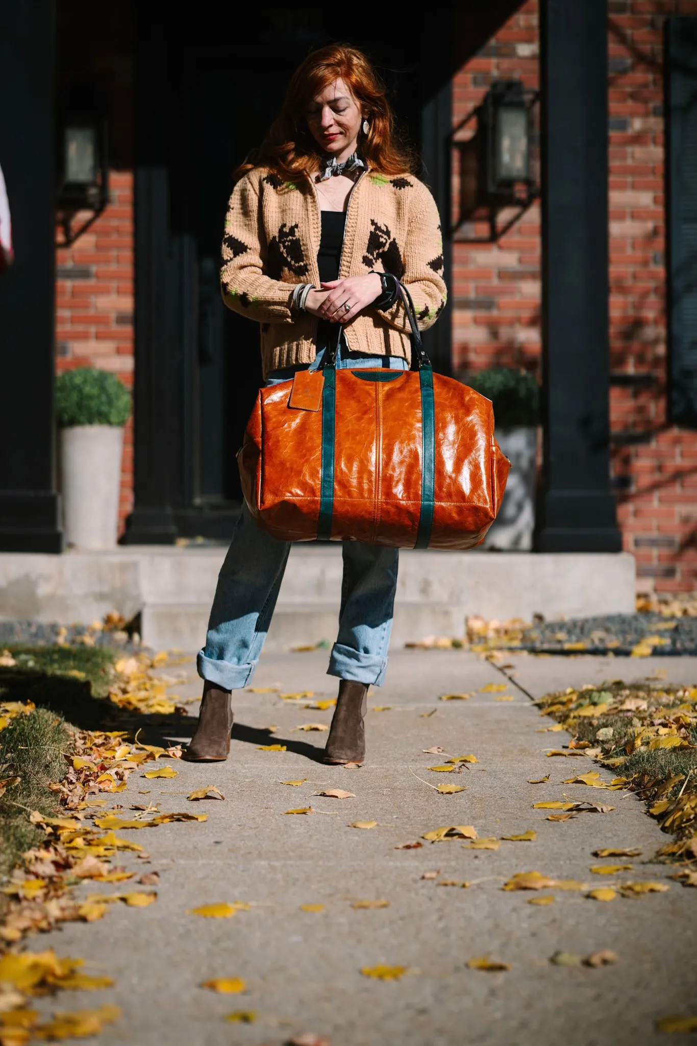 Western Woods Collection | Jackson Travel Duffel | Bourbon   Teal Spruce