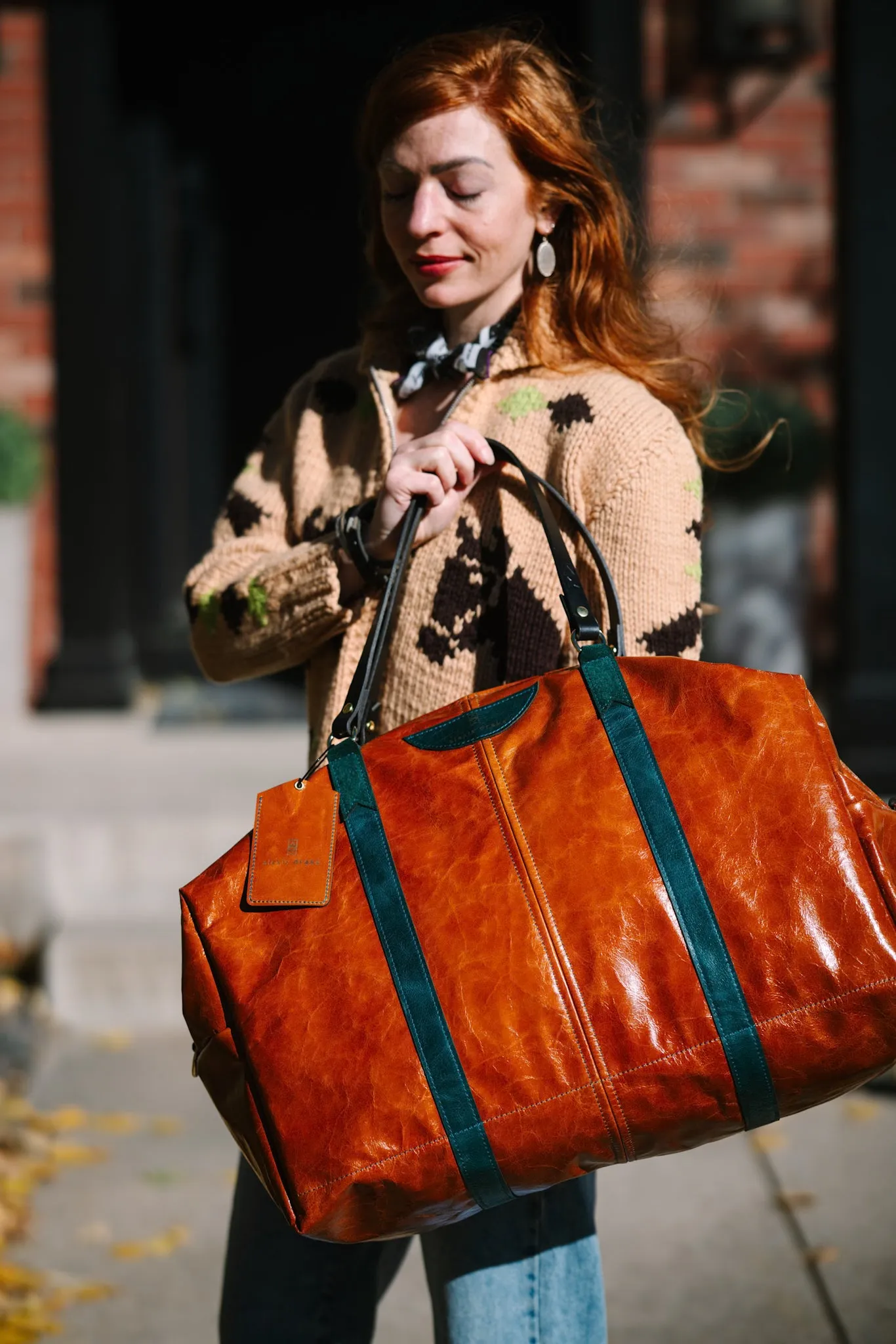 Western Woods Collection | Jackson Travel Duffel | Bourbon   Teal Spruce