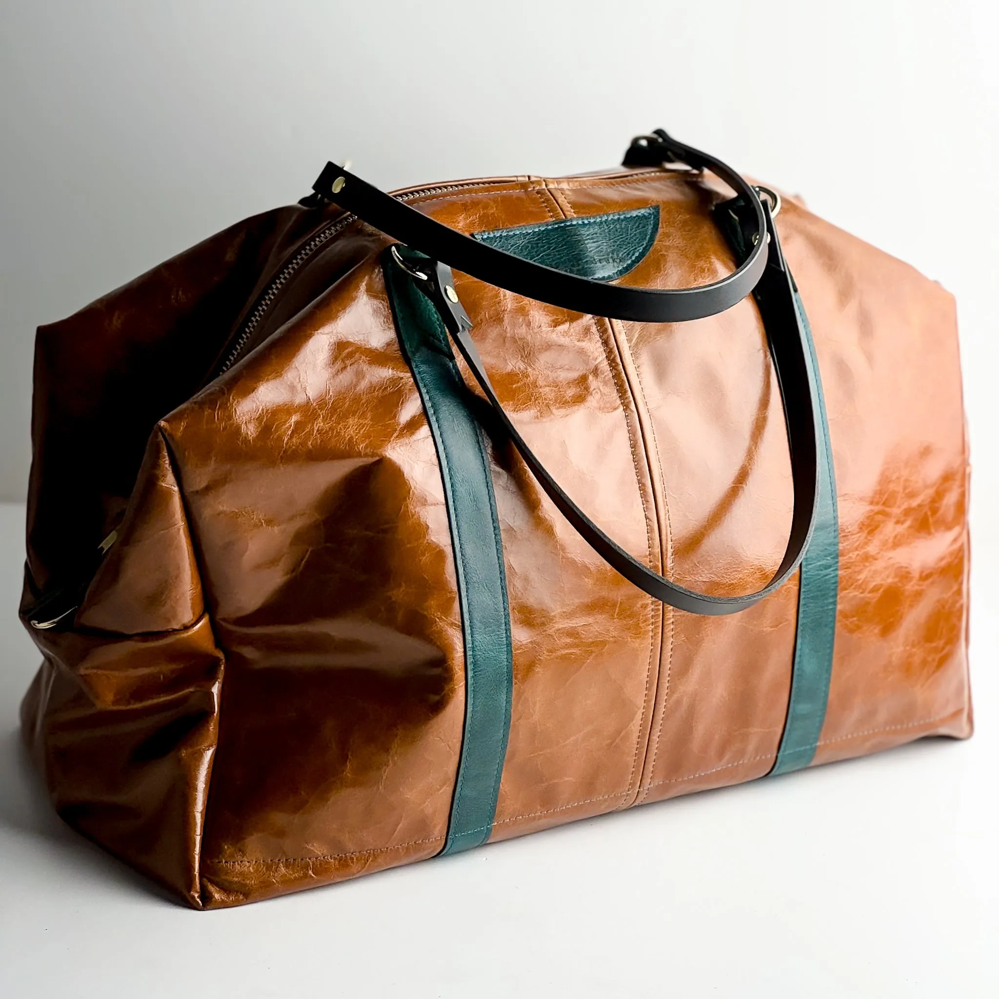 Western Woods Collection | Jackson Travel Duffel | Bourbon   Teal Spruce