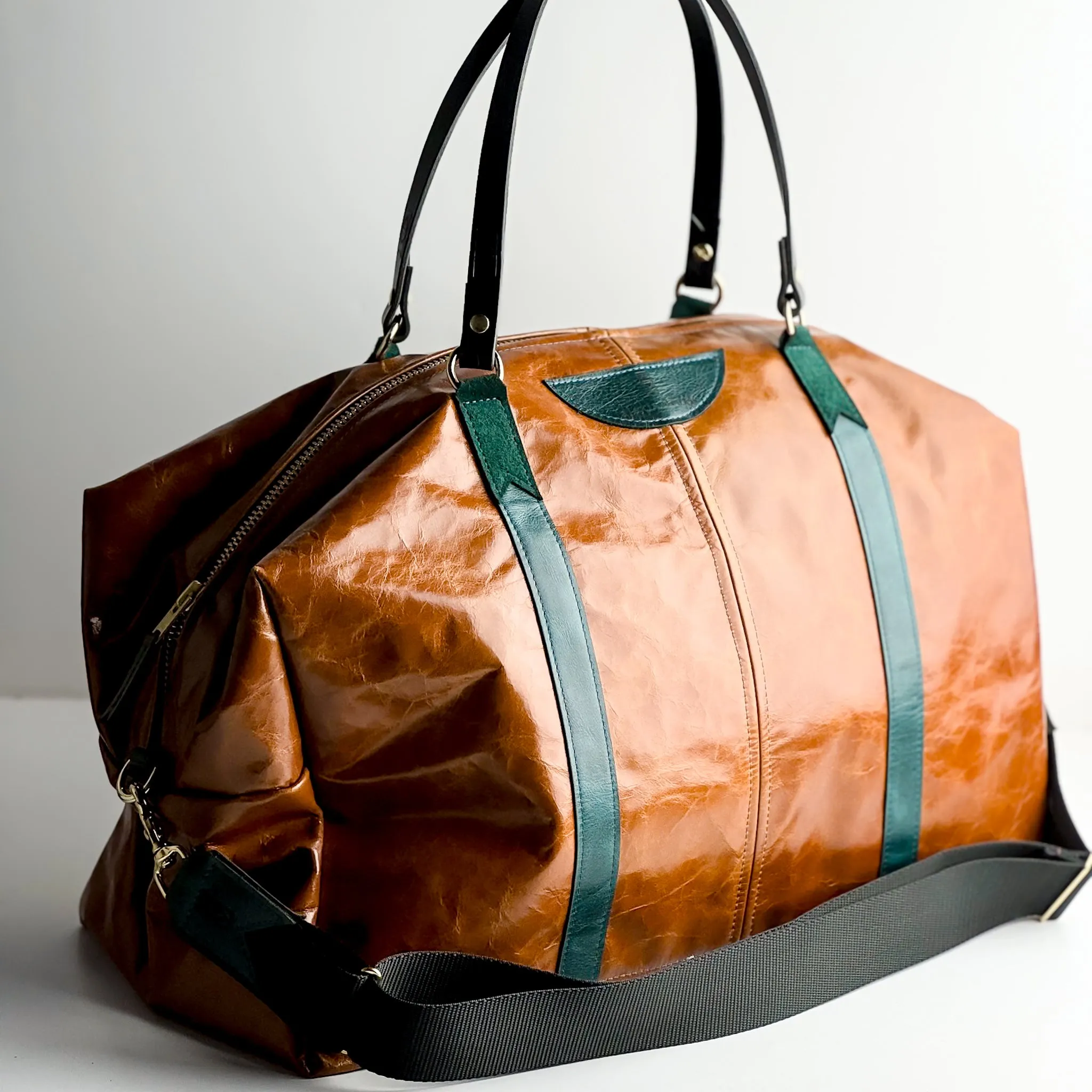 Western Woods Collection | Jackson Travel Duffel | Bourbon   Teal Spruce