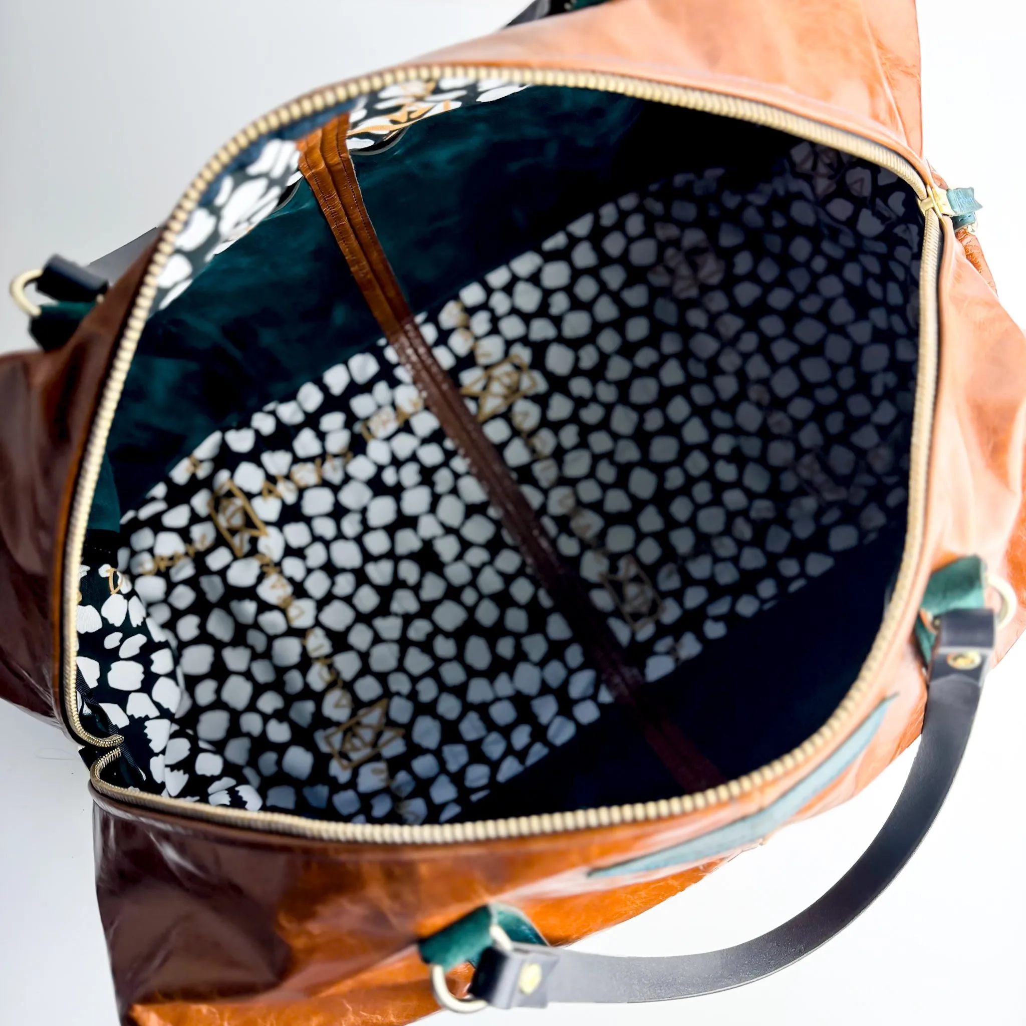 Western Woods Collection | Jackson Travel Duffel | Bourbon   Teal Spruce