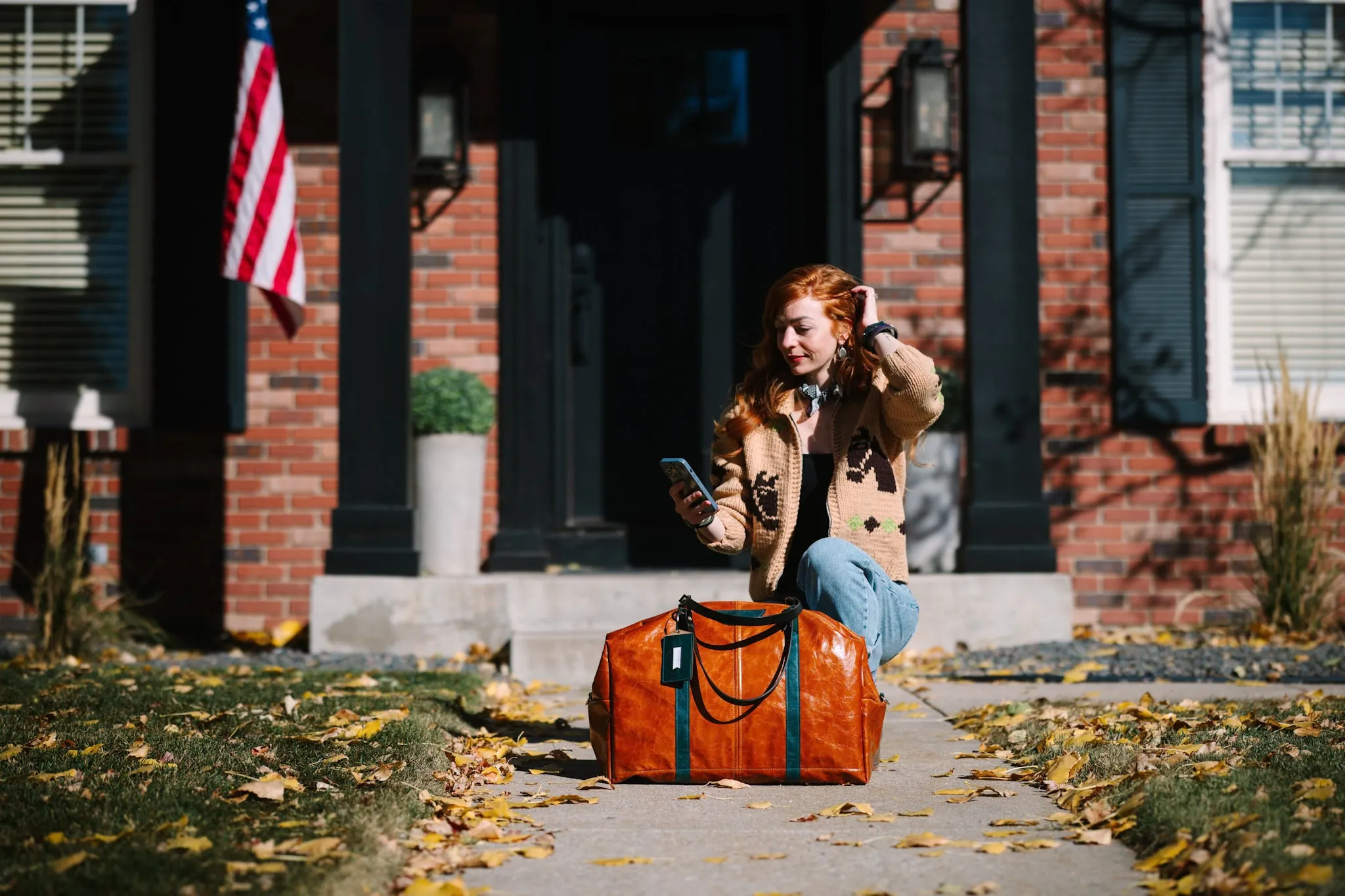 Western Woods Collection | Jackson Travel Duffel | Bourbon   Teal Spruce