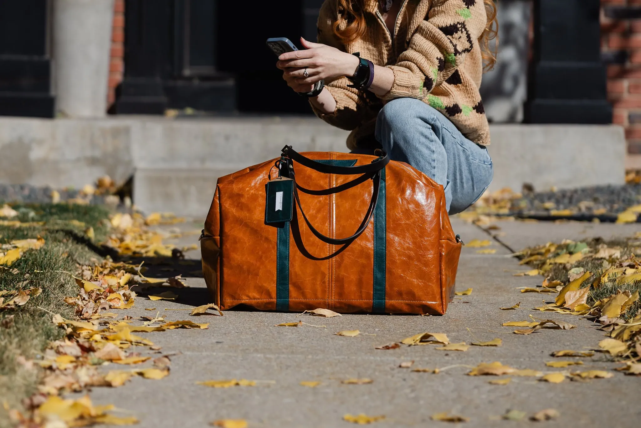 Western Woods Collection | Jackson Travel Duffel | Bourbon   Teal Spruce