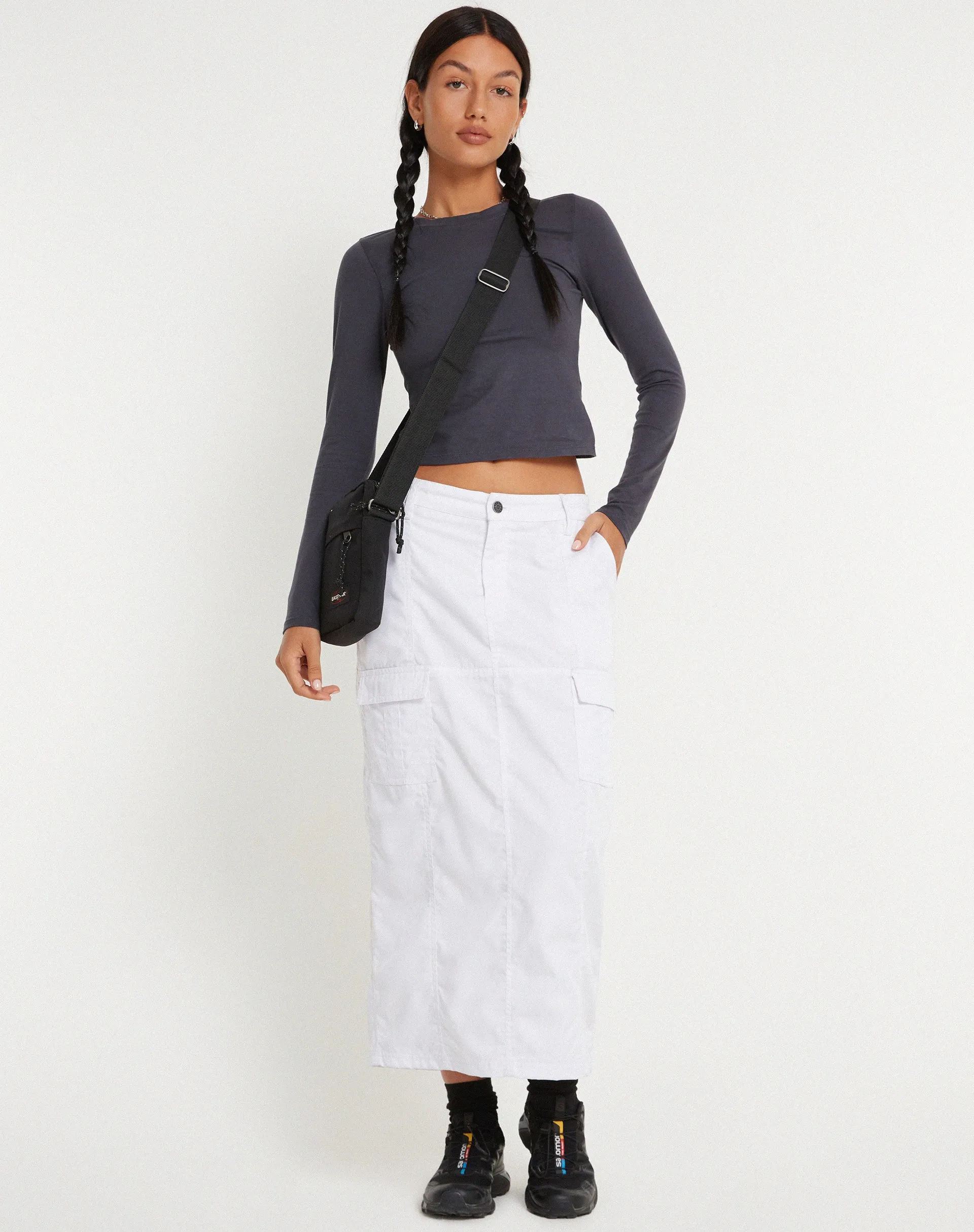 Widya Cargo Midi Skirt in White