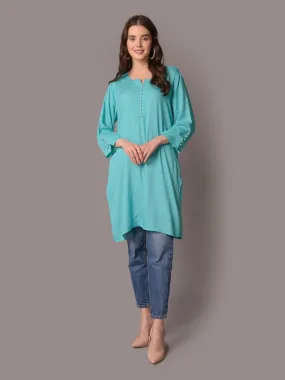 Women Blue Solid Tunic