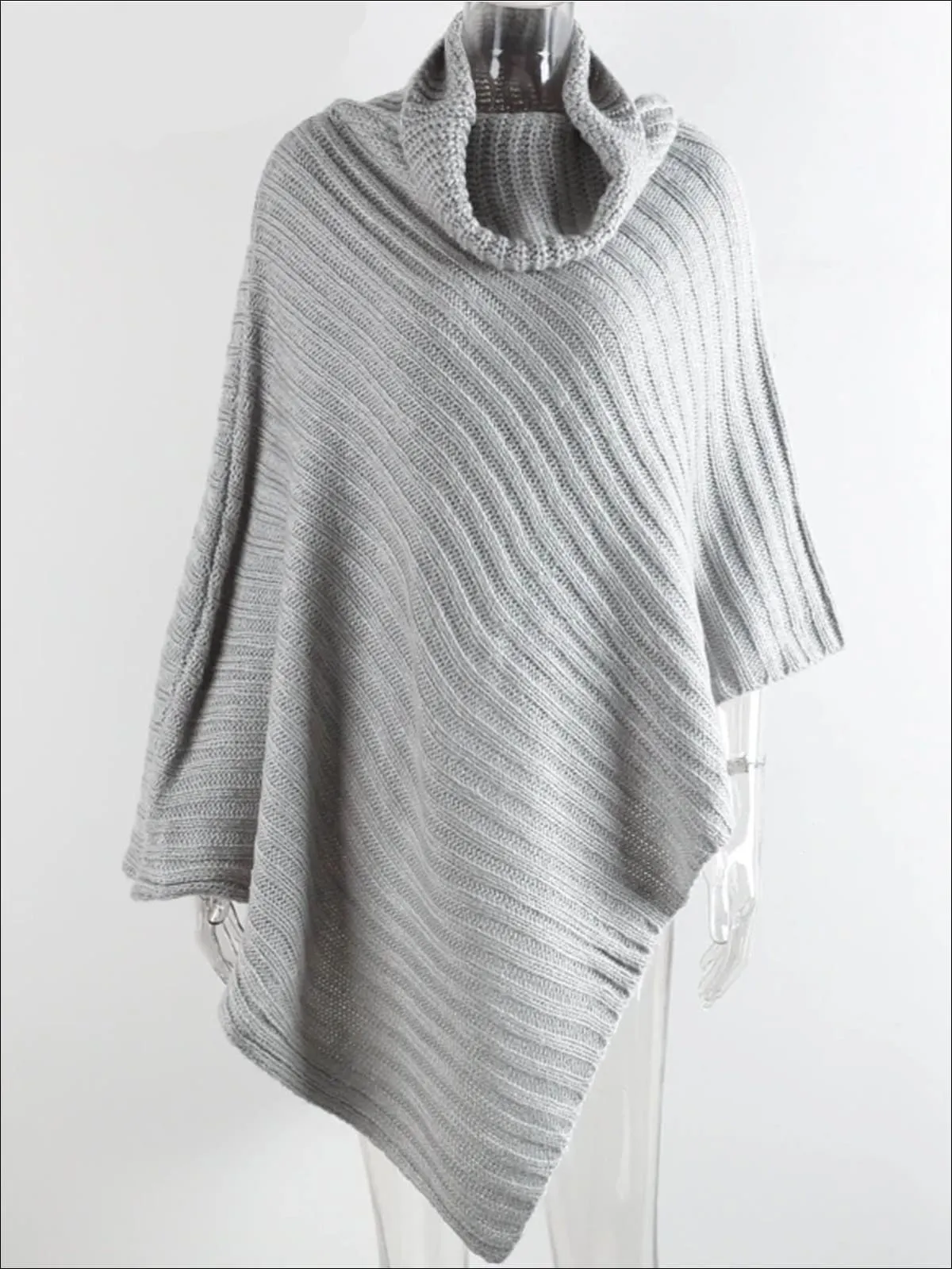 Women's Classic Knit Asymmetrical Poncho Sweater