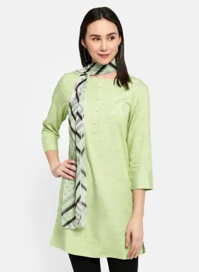 Womens Green Embroidered Tunic