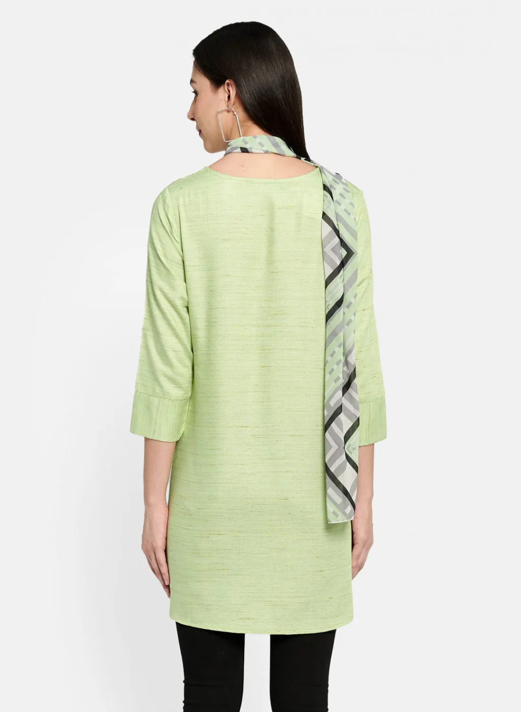 Womens Green Embroidered Tunic