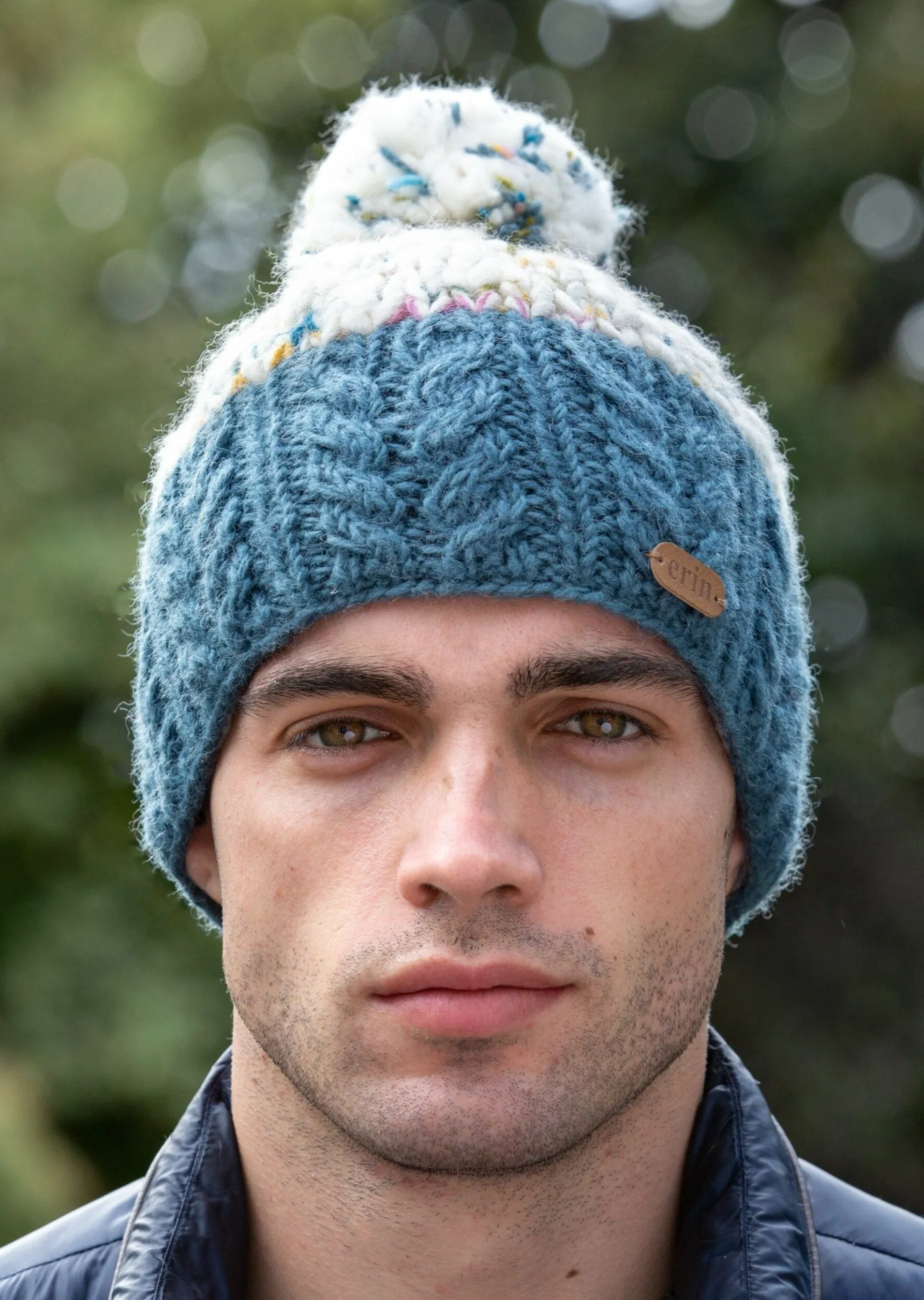 Wool Bobble Flecked Denim Hat